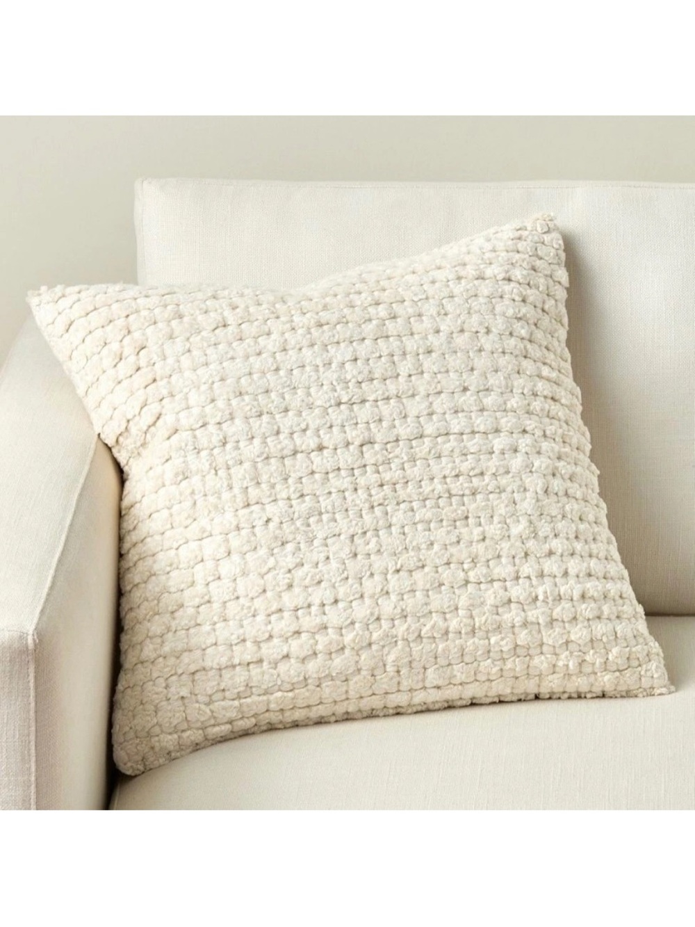 1 Pottery Barn Costero Handwoven Silk Throw Pillow Cover 20" Off-White Chunky PB